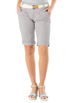FRESH MADE Damen Bermuda-Shorts in Pastellfarben mit Gürtel Grey XXL von FRESH MADE