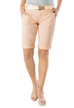 FRESH MADE Damen Bermuda-Shorts in Pastellfarben mit Gürtel Light-orange L von FRESH MADE