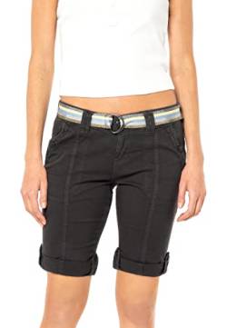 FRESH MADE Damen Bermuda Shorts mit glänzendem Gürtel Dark-Grey XL von FRESH MADE