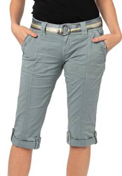 FRESH MADE Damen Capri-Hose 3/4-Shorts mit Metallic Gürtel Blue M von FRESH MADE