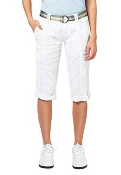 FRESH MADE Damen Capri-Hose 3/4-Shorts mit Metallic Gürtel White XL von FRESH MADE