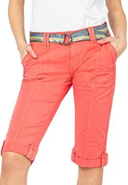 FRESH MADE Damen Capri-Hose 3/4-Shorts mit Metallic Gürtel orange M von FRESH MADE