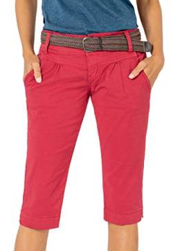 FRESH MADE Damen Capri-Hose mit Gürtel im Chino Stil red XXL von FRESH MADE