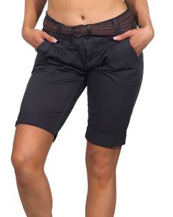 FRESH MADE Damen Chino Shorts LFM-171 Bermuda mit Gürtel Anthracite Grey S von FRESH MADE