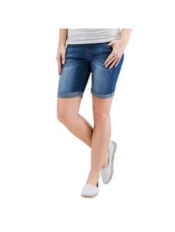 Fresh Made Damen Jeans Bermuda-Shorts Stretch 5-Pocket Used Look Middle-Blue XS von FRESH MADE