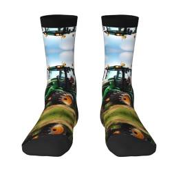 FRESQA Company Farm Traktor Unisex Freizeitsocken, Farbblock, mittellang, Sportsocken für Fitness und Outdoor-Aktivitäten, Firma Farm Traktor, One size von FRESQA