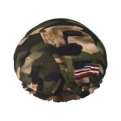 Wiederverwendbare Duschhaube mit amerikanischer Flagge, Camouflage, doppelt, spritzwassergeschützt, große Größe für alle Haarlängen von FRESQA