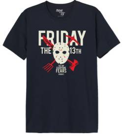 Friday the 13th Herren Uxfridmts002 T-Shirt, Marineblau, S von FRIDAY THE 13TH