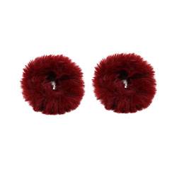 2 Stücke Haargummi Scrunchie Stirnbänder Plüsch Kratzbänder Faux Kaninchen Haar Blase Elastische Baby Scrunchies Pferdeschwanz Haarschmuck Mädchen Rosa Haargummis (C, One Size) von FRMUIC