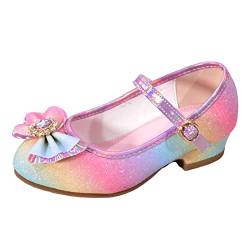 FRMUIC Prinzessin Schuhe Mädchen Glitzer Schuhe Kinder Stöckelschuhe Mädchen Pailletten Prinzessin Cosplay Schuhe Partys Hochzeiten Sandalen Elegante Mädchen Schuhe mit Absatz (Pink, 31 Little Child) von FRMUIC