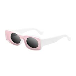 FRMUIC Rechteckige Retro-Sonnenbrille für Damen und Herren, polygonal, schmal, modisch, niedlich Runde Bunte Brille von FRMUIC