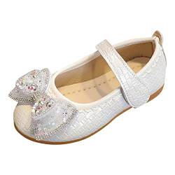 Halbschuhe Kinderschuhe Flache Schuhe Kristallschuhe mit Pailletten Bowknot Mädchen Tanzschuhe Glitzernde Ballerinas für Mädchen (White, 23 Toddler) von FRMUIC