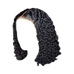 Perücke Damen kurzes lockiges Haar Stirnband geeignet für Damenperücken blonde Perücken kleines lockiges Haar schwarz (A, One Size) von FRMUIC