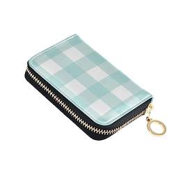 FRODOTGV Buffalo Plaid Blue Slim Wallet Kartenhalter Mädchen Safe RFID Blocking Wallets Leder Reißverschluss Kreditkartenfächer für Arbeit, Buffalo Plaid Blue, 1 size, Classic von FRODOTGV