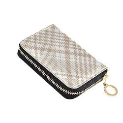 FRODOTGV Buffalo Plaid Plaid Beige Small Card Holder Wallet Womens Safe RFID Blocking Wallets Leather Zip Credit Card Slots for Work, Buffalo Plaid Check Beige, 1 size, Classic von FRODOTGV