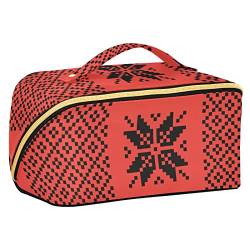 FRODOTGV Buffalo Plaid Weihnachtsmuster Schwarz Rot Große Kapazität Reise Kosmetiktasche Make-up-Tasche Tragbare Aufbewahrungstasche Kosmetiktasche Wasserdichte Kosmetiktasche für Frauen, Buffalo von FRODOTGV