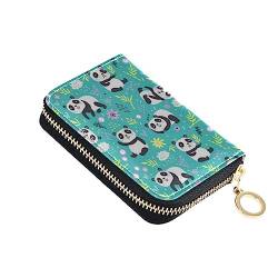 FRODOTGV Cute Pandas Blue Mini Card Wallet for Women Riskfree RFID Blocking Wallets Leather Zip Credit Card Slots, Cute Pandas Blue, Einheitsgröße, Classic von FRODOTGV