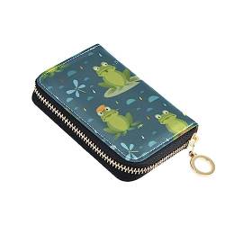 FRODOTGV Funny Frogs Mushroom Princess Small Credit Card Case Womens Riskfree RFID Blocking Wallets Leather Zipper Pocket Purse for Travel, Lustige Frösche Pilzprinzessin, Einheitsgröße, Classic von FRODOTGV