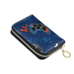 FRODOTGV Graffiti Dark Blue Game Controller Kleine Kreditkartenetui für Frauen Risikofrei RFID-Kartenhalter Leder Reißverschlusstasche Geldbörse, Gamecontroller, 1 size, Classic von FRODOTGV