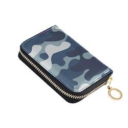 FRODOTGV Klassische Geldbörse mit RFID-Kartenhalter, Leder, mit Reißverschluss, für die Arbeit, Klassisches Camouflage-Blau, 1 size, Classic von FRODOTGV