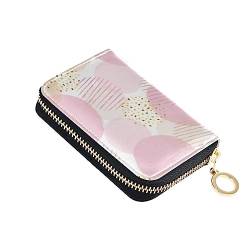 FRODOTGV Kleine Karten-Organizer, Geldbörse, Mädchen, sichere RFID-Geldbörse, Leder, Reißverschluss, Kreditkartenfächer, für die Arbeit, Goldene rosa Kreise, geometrische Punkte, 1 size, Classic von FRODOTGV