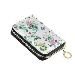 FRODOTGV Leaves Wild Flower Slim Kreditkartenetui Mädchen Safe RFID Geldbörse Leder Reißverschluss Geld Organizer für die Arbeit, Blätter Wildblume, 1 size, Classic von FRODOTGV