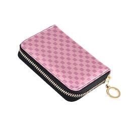 FRODOTGV Mini-Kreditkartenetui für Damen, RFID-blockierend, Leder, Reißverschluss, Kreditkartenfächer für Reisen, Pink Buffalo Plaid, Rosa Buffalo Plaid, 1 size, Classic von FRODOTGV