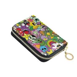 FRODOTGV Monsters Characters Saga Evil Eye Kleine Kartengeldbörse für Mädchen, sichere RFID-blockierende Brieftaschen, Leder, Reißverschluss, Geldorganizer, Monster-Figuren, 1 size, Classic von FRODOTGV