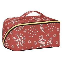 FRODOTGV Niedliches Weihnachtsmuster, handgezeichnete Make-up-Tasche, tragbare Kulturtasche, Kosmetiktasche mit Trennwänden und Griff für Reisen, den täglichen Gebrauch, Niedliches Weihnachtsmuster, von FRODOTGV