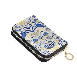 FRODOTGV Slavic Floral Folk Small Card Wallet Womens Safe RFID Card Holder Leather Zipper Credit Card Slots for Work, Slavic Floral Folk, 1 size, Classic von FRODOTGV