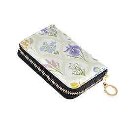 FRODOTGV Spring Garden Blumen Medaillon Slim Card Holder Wallet Mädchen Risikofrei RFID Kartenhalter Leder Reißverschluss Tasche Geldbörse für Reisen, Frühling, Garten, 1 size, Classic von FRODOTGV