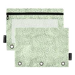 FRODOTGV Stifteetui, 3-Ringbuchtaschen, transparent, Reißverschluss, 3 Löcher, für 3-Ringbuch, Grün mit Blumenmuster, 2 Stück von FRODOTGV