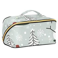 FRODOTGV Weihnachtsmuster, niedliche Schneemänner, große Kapazität, Make-up-Tasche, Reise-Kosmetiktasche, Make-up-Tasche, wasserdichte tragbare Make-up-Organizer-Tasche mit Griff und Trennwand, von FRODOTGV