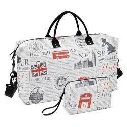 Reisehandtasche mit Muster auf Großbritannien, London, Handgepäcktasche mit Kulturbeutel, Sporttasche für Reisen, wasserdicht, Muster auf Großbritannien, 1 Size von FRODOTGV