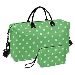 Reisetasche für Übernachtung, Wochenendtasche, faltbar, Reisetasche, Turnbeutel mit verstellbarem Riemen, für Reisen, Grün, Polka Dots Grün, 1 Size von FRODOTGV