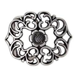 FRONHOFER Gürtelschnalle florales Muster, Damen Buckle Schnalle Blumenmuster Silber, 3,5 cm, 18329, Größe:One Size, Farbe:Silber von FRONHOFER