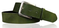 FRONHOFER dezenter basic Gürtel 4 cm aus echtem Leder mit schöner silberner Schnalle, Jeansgürtel, Ledergürtel 18617, Größe:Körperumfang 90 cm/Gesamtlänge 105 cm, Farbe:Khaki von FRONHOFER