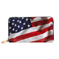 FROON Amerikanische Flagge Lange Clutch Geldbörse Leder Geldbörsen Clutch Leder Geldbörsen Mode Leder Geldtasche Lange Bifold Leder Billfold, Schwarz , Einheitsgröße von FROON