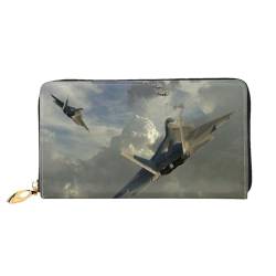 FROON Flugzeug Lange Kupplung Brieftasche Leder Geldbörsen Clutch Leder Brieftaschen Mode Leder Geldtasche Lange Bifold Leder Billfold, Schwarz , Einheitsgröße von FROON