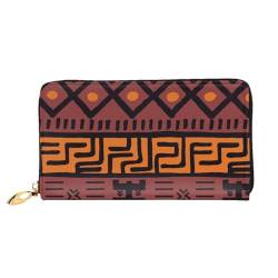 FROON Lange Handheld Leder Geldbörse Mode Afrikanische Schlamm Tuch Tribal Brieftasche Business Leder Pocketbook Geldtasche für Geschenke, Schwarz , Einheitsgröße von FROON