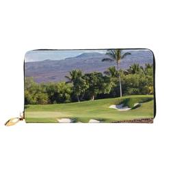 FROON Lange Handheld Leder Geldbörse Mode Hawaii Strand Golfplatz Brieftasche Business Leder Pocketbook Geldtasche für Geschenke, Schwarz , Einheitsgröße von FROON