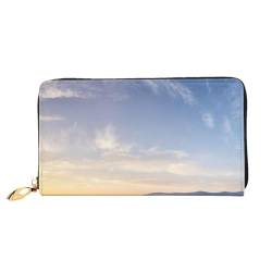 FROON Lange Handheld Leder Geldbörse Mode Herbst Goldene Gras Landschaft Brieftasche Business Leder Pocketbook Geldtasche für Geschenke, Schwarz , Einheitsgröße von FROON