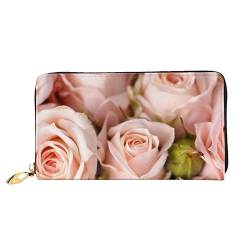 FROON Lange Handheld Leder Geldbörse Mode Rosa Rosen Brieftasche Business Leder Pocketbook Geldtasche für Geschenke, Schwarz , Einheitsgröße von FROON