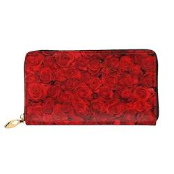 FROON Lange Leder-Geldbörse, modische Rose, repräsentiert Liebe, Business, Leder, Taschenbuch, Geldtasche für Geschenke, Schwarz , Einheitsgröße von FROON