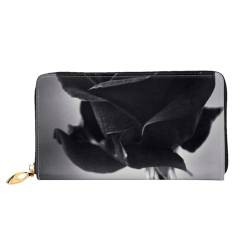 FROON Rose Lange Clutch Geldbörse Leder Geldbörsen Clutch Leder Geldbörsen Mode Leder Geldtasche Lange Bifold Leder Billfold, Schwarz , Einheitsgröße von FROON