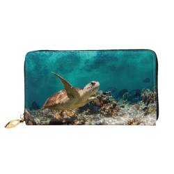 FROON Sea Turtle Lange Clutch Geldbörse Leder Geldbörsen Clutch Leder Geldbörsen Mode Leder Geldtasche Lange Bifold Leder Billfold, Schwarz , Einheitsgröße von FROON