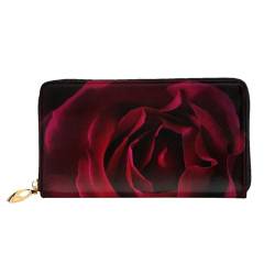 Lange Handheld Leder Geldbörse Mode Rose Blume Brieftasche Business Leder Pocketbook Geldtasche für Geschenke, Schwarz , Einheitsgröße von FROON