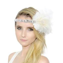 Regenbogen Haarreif Damen Bunt Feder Haarreif Strass Stirnband 20er Jahre Accessoires Haarband Haarschmuck Kopfschmuck für Fasching Karneval Oktoberfest Cocktailparty von FROON