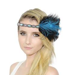 Regenbogen Haarreif Damen Bunt Feder Haarreif Strass Stirnband 20er Jahre Accessoires Haarband Haarschmuck Kopfschmuck für Fasching Karneval Oktoberfest Cocktailparty von FROON