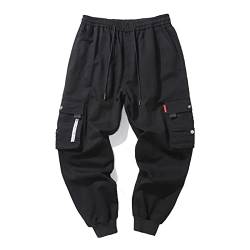 Hip Hop Cargo Pant Mens Joggers Casual Hosen Streetwear Multi-Pocket-Bänder Militärische Hosen Männer Harem Black M von FRTZFTBCTS